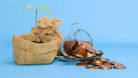 Concept to save money, invest in financial business stocksの写真素材