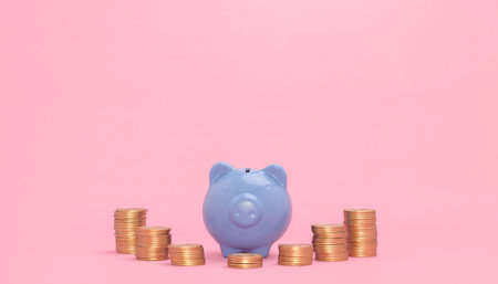 Concept piggy bank, save money, invest, stock, financial growthの写真素材