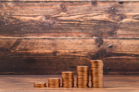 coins stacked together Show revenue growth, investment stocks, savings