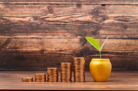 coins stacked together Show revenue growth, investment stocks, savingsの写真素材
