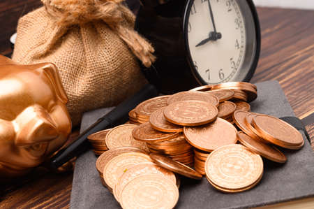 business finance and saving money investment , Money coin stackの写真素材