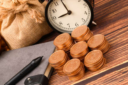 business finance and saving money investment , Money coin stackの写真素材