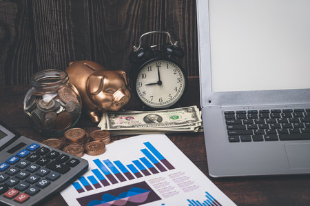 Concept of saving investment, stock, income, profit of businessの写真素材