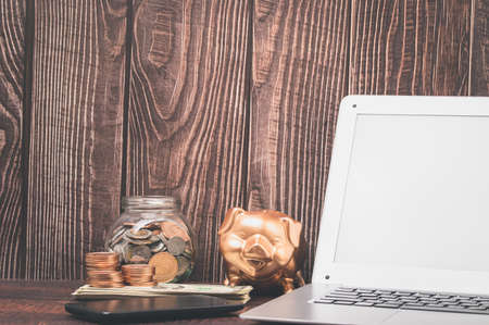 Concept of saving investment, stock, income, profit of businessの写真素材