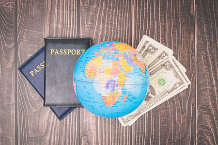 passport Save money for traveling and doing business around the world.の写真素材