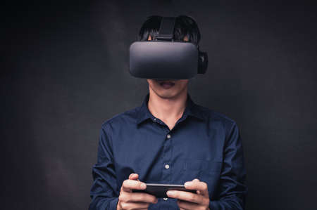 VR glasses connection metaverse online technologyの写真素材
