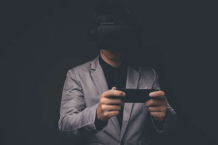 VR glasses connection metaverse online technologyの写真素材