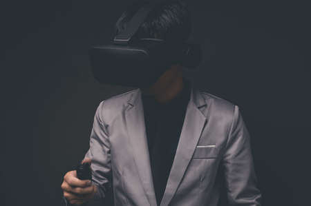 VR glasses connection metaverse online technologyの写真素材