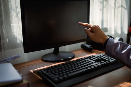 business man use a computer at workの写真素材