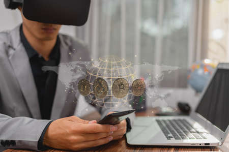 Trade trading crypto currency coins Bitcoin Exchanges Invest Metaverse stocksの写真素材