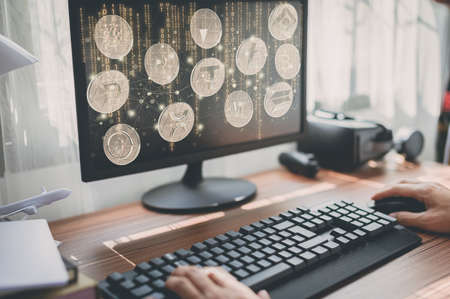 Trade trading crypto currency coins Bitcoin Exchanges Invest Metaverse stocksの写真素材