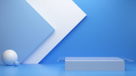 Empty background and stand display or shelf with studio for showing or design concept. Blank...