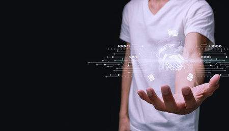 Startup concept with icon business and network connection on modern 3d illustration metaverse Virtual Worldの写真素材