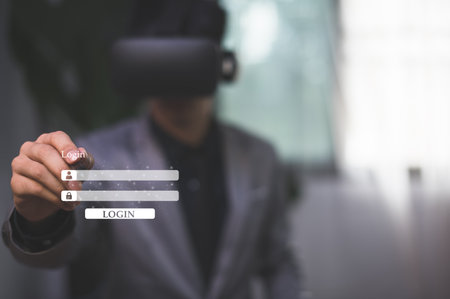 Login or Register Login to the system with the online digital world, metaverse security protection system.の写真素材