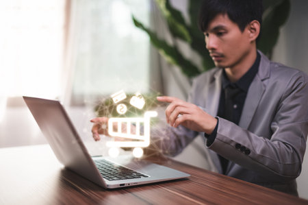 Trading and shopping online products, E commerce marketing technology,Worldwide business. Global communication,metaverse businessの写真素材