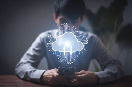 cloud technology large storage networking and internet concepts metaverse system, internet of things, new technology bigdata,の写真素材