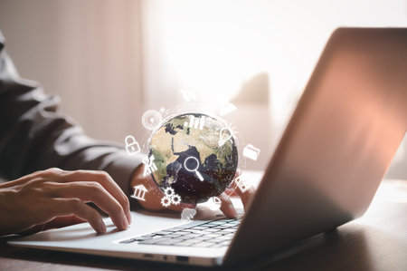 business digital metaverse, Business global internet connection application technology and digital...