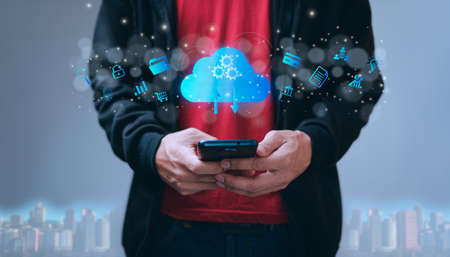 cloud technology large storage networking and internet concepts metaverse system, internet of things, new technology bigdata,の写真素材