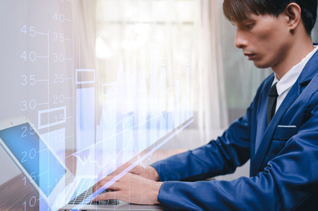 working modern computer dashboard analyzing finance sales data, planning ,strategy, Stock market,...