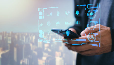 Smart home and office Automation Control metaverse System. Innovation technology internet Network...