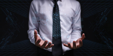 Metaverse digital cyber world technology concept. virtual digital dashboard interface The real world virtualの写真素材