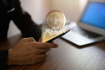 Trade trading crypto currency coins Bitcoin Exchanges Invest Metaverse stocksの写真素材