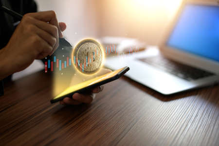 Trade trading crypto currency coins Bitcoin Exchanges Invest Metaverse stocksの写真素材