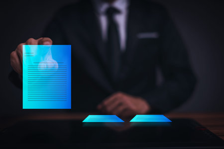 Digital document online Electronic signature, document management, paperless office, E signing, signing business contract concept, metaverseの写真素材