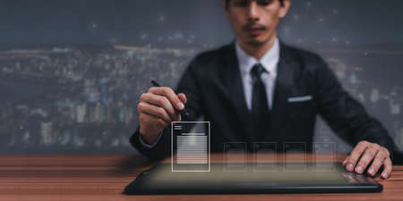 Digital document online Electronic signature, document management, paperless office, E signing, signing business contract concept, metaverseの写真素材