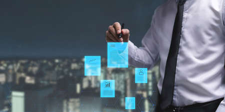 Digital document online Electronic signature, document management, paperless office, E signing, signing business contract concept, metaverseの写真素材