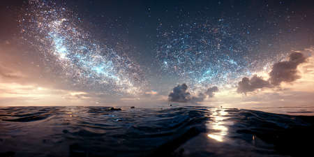Milky Way and the sea 3Dの写真素材