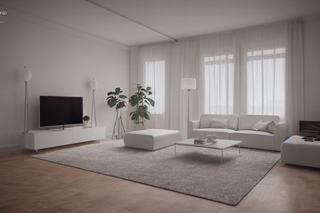 Living room watching TV 3D render