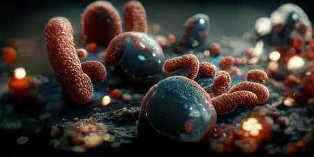 Germs Bacteria Virus Microorganisms Parasites 3D Illustrationの写真素材