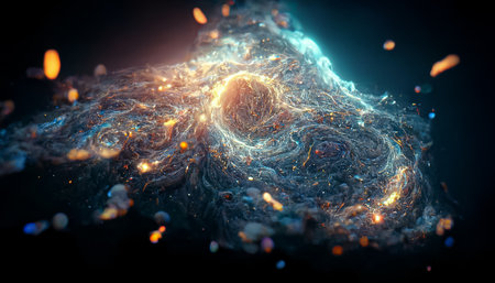 Nebula Milkyway and galaxies in space 3Dの写真素材
