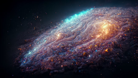 Nebula Milkyway and galaxies in space 3Dの写真素材