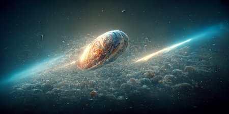 Nebula Milkyway and galaxies in space 3Dの写真素材