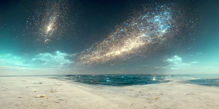 Nebula Milkyway and galaxies in space 3Dの写真素材