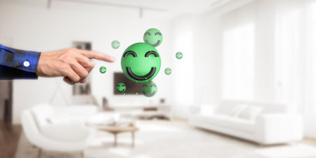 happy smile face, good feedback rating,think positive, customer review, assessment, child wellness,world mental health day, Compliment Dayの写真素材