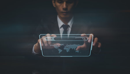 Data Search Technology Search Engine Optimization. Searching informationdata on internet networking conceptの写真素材