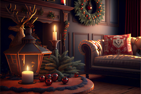 Decorate the reception room Merry Christmas and New Yearの写真素材