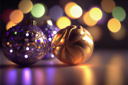 ball merry christmas 3d render bokeh backgroundの写真素材
