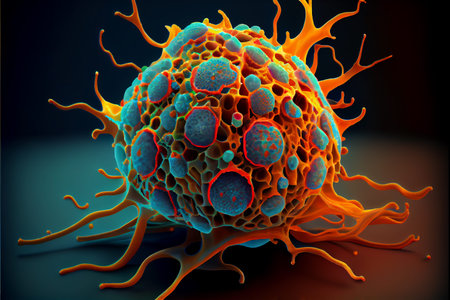 Cancer cell, World Cancer Day 04 February render virtual reality