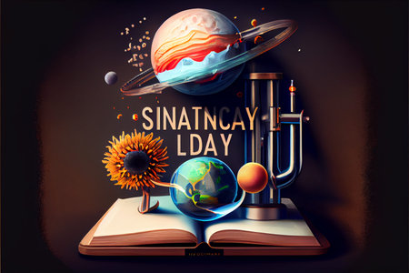 Cartoon National Science Day February 28 realistic rendering 3D