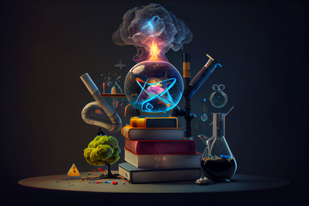 Cartoon National Science Day February 28 realistic rendering 3Dの写真素材