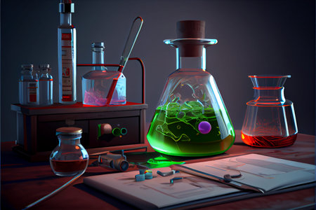 Cartoon Laboratory Science Realistic 3D Rendering National Science Day February 28