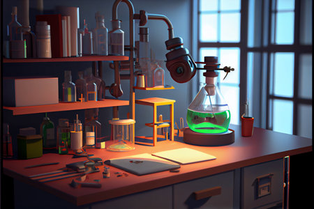 Cartoon Laboratory Science Realistic 3D Rendering National Science Day February 28の写真素材