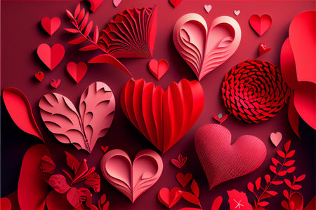 love, Valentine's day. February 14th. Paper cut style 3D ai generated art