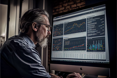 Analyst working on business analytics dashboard