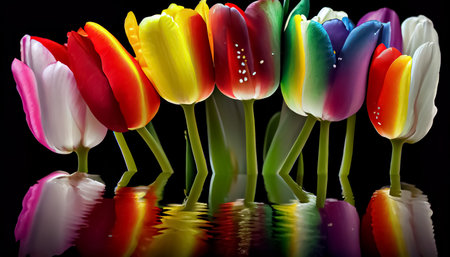 Tulip flower Spring, the key of the happy holidays generative aiの写真素材