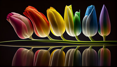 Tulip flower Spring, the key of the happy holidays generative aiの写真素材